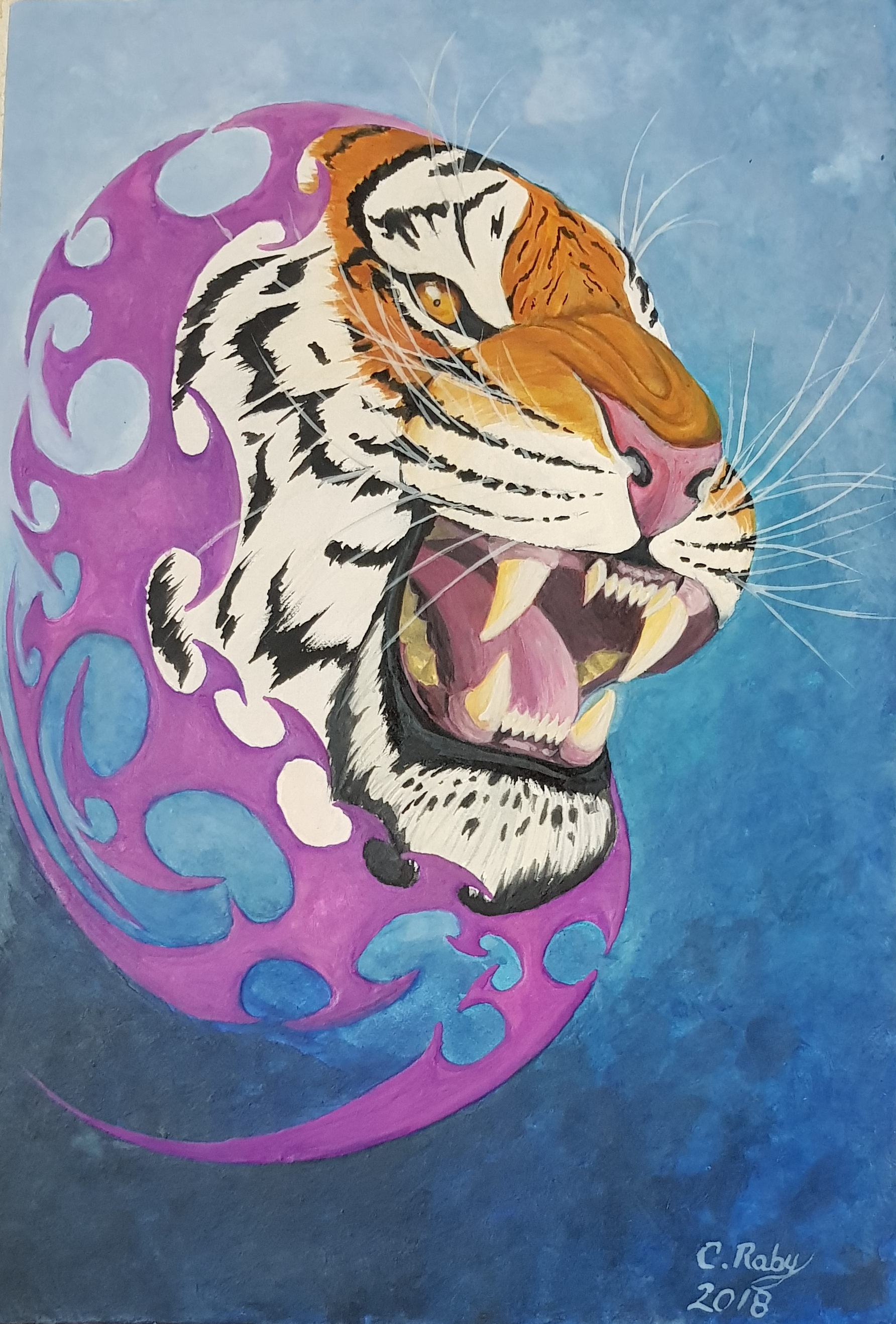 art-Charles-Raby-Tigerhead-out-of-pink-and-blue