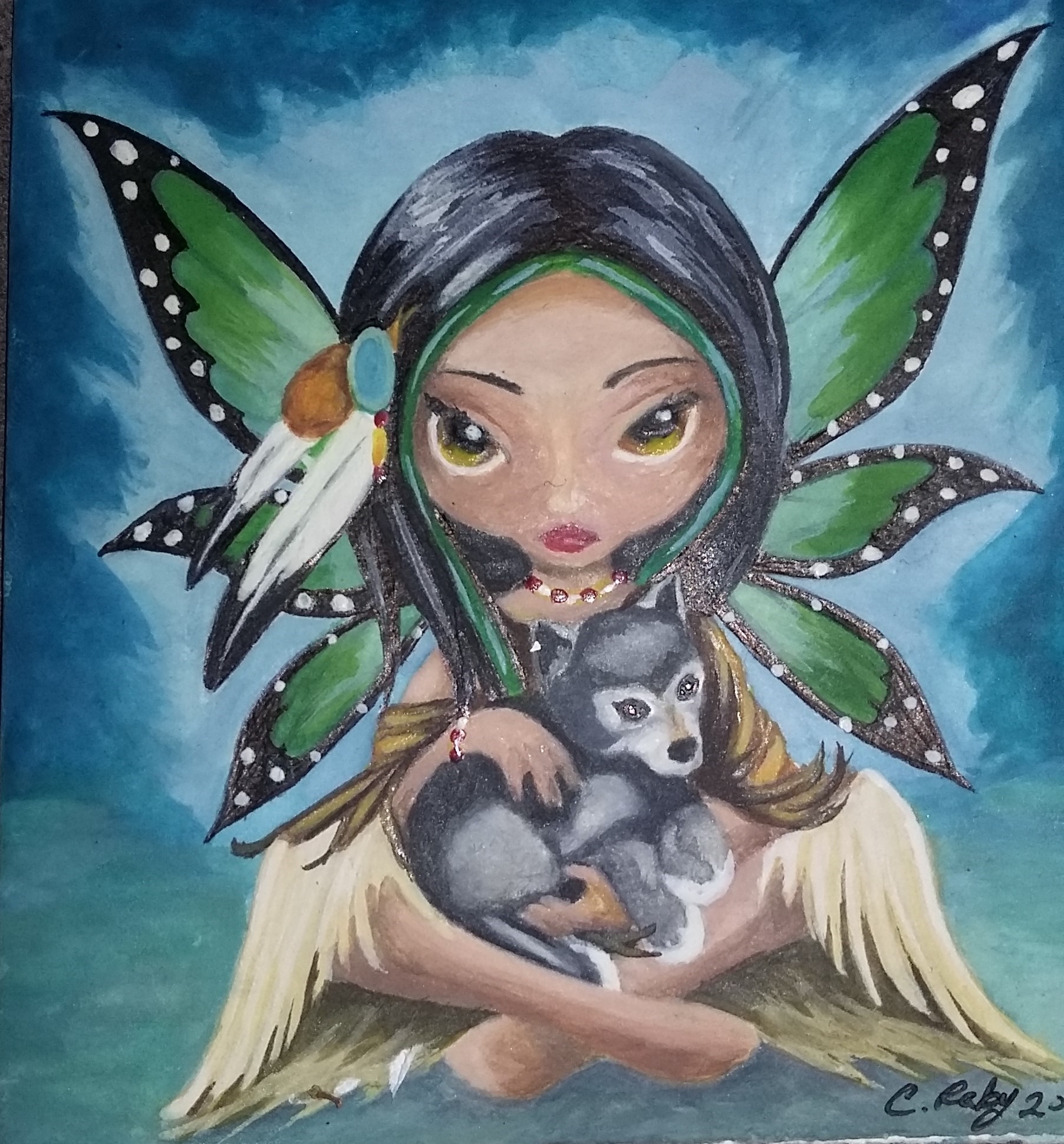 art - Charles - Butterfly-girl-with-little-woolff