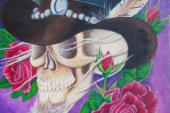 art-Charles-skull with C hat and roses